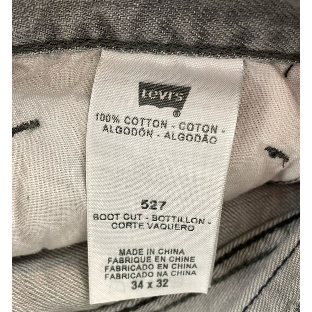 Levis 527 Boot Cut Jeans Mens 34x32(31"L) Gray Back Zip Pockets Cotton Faded - Picture 4 of 8